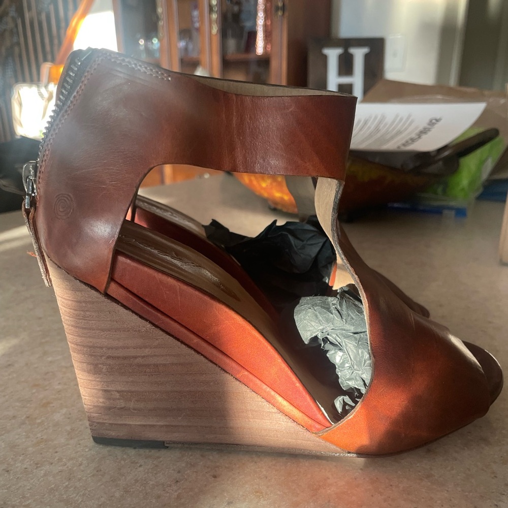 Marsell Brown Leather Wedge Sandals